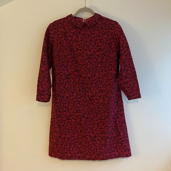 XXS-XS | 60s minidress in heavy burgundy tapestry material - Picture 1 of 4